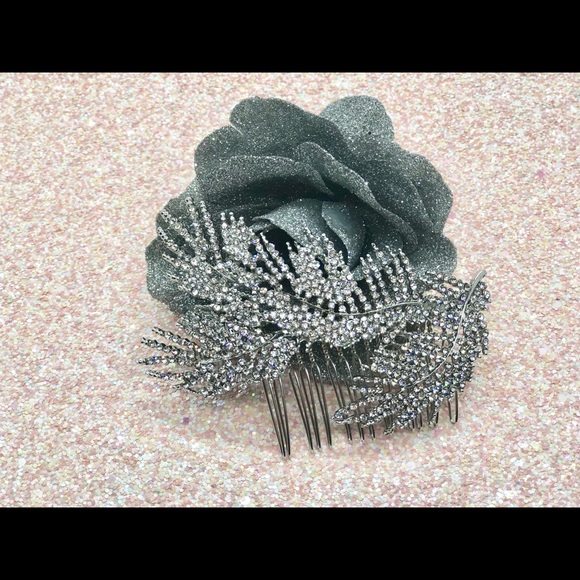 Crystal Feather Bridal Hair Comb Piece - Picture 3 of 7